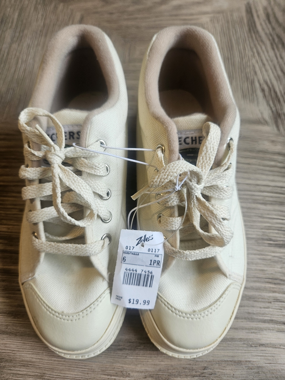 Vtg 90's SKECHER'S Roadies 7787 Chunky Platform Canvas Lace-Up Sneakers in Cream